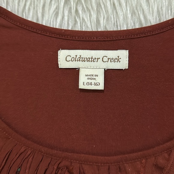 Cold water creek brown beaded embellished long sleeve top size large - Picture 6 of 8